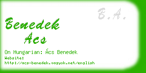benedek acs business card